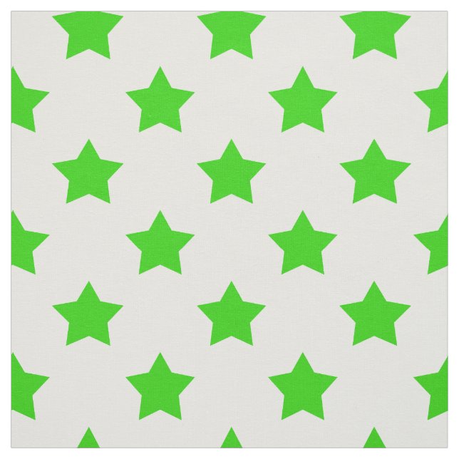 Green Stars White Background Textile Fabric (Swatch)