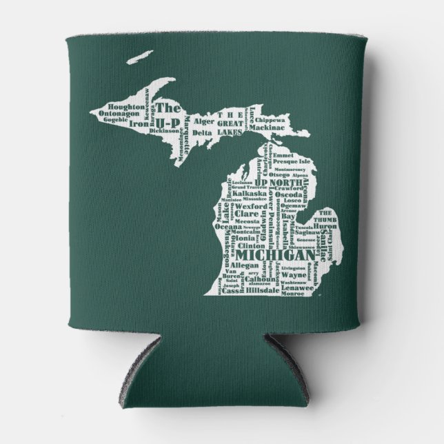 Green State of Michigan Cities Can Cooler (Front)