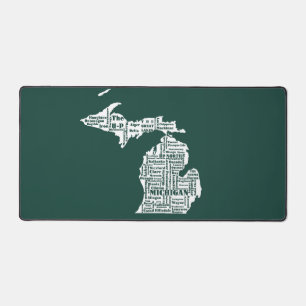 Green State of Michigan Cities Desk Mat