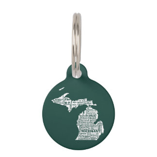 Green State of Michigan Cities Pet Tag