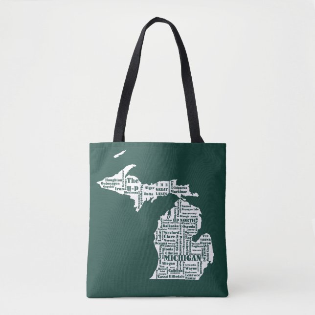 Green State of Michigan Cities Tote Bag (Front)