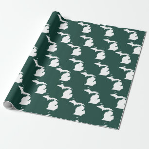 Green State of Michigan Cities Wrapping Paper
