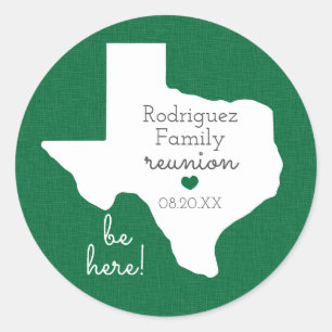 Green State of Texas Family Reunion Classic Round Sticker