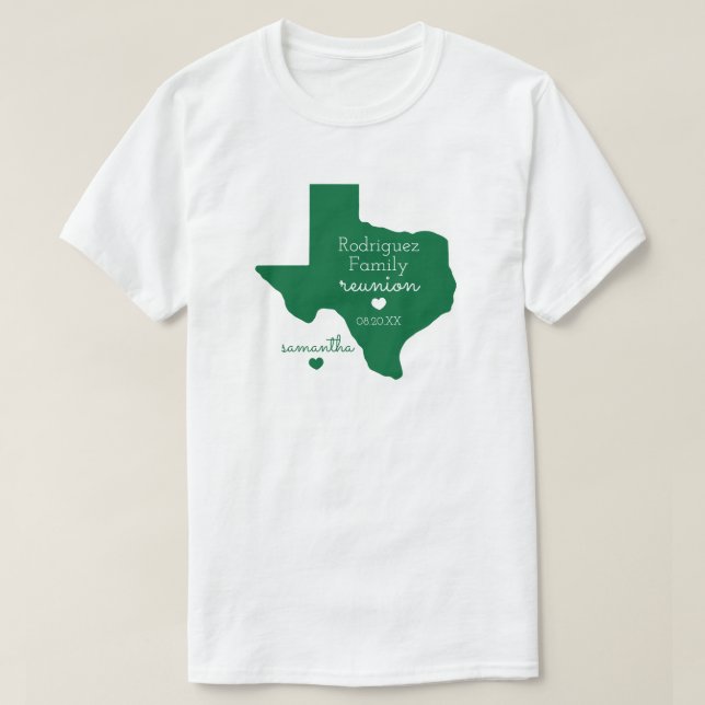 Green State of Texas Family Reunion T-Shirt (Design Front)