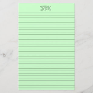 Green Stationery Paper Monogram optional lines