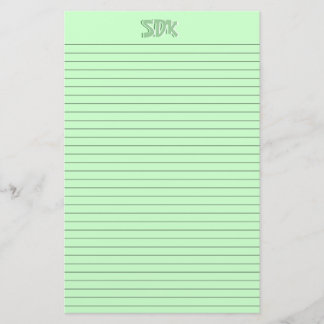 Green Stationery Paper Monogram optional lines