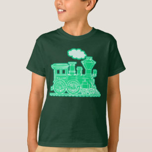 Green steam loco train "your name" kids t-shirt