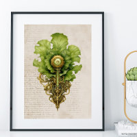 Green Steampunk lettuce wall art, kitchen