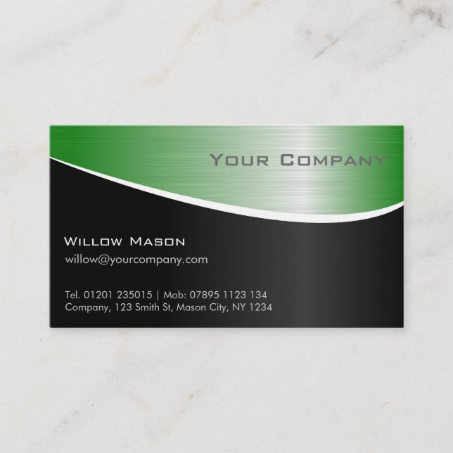 Green Steel Effect, Professional Business Card (Front)