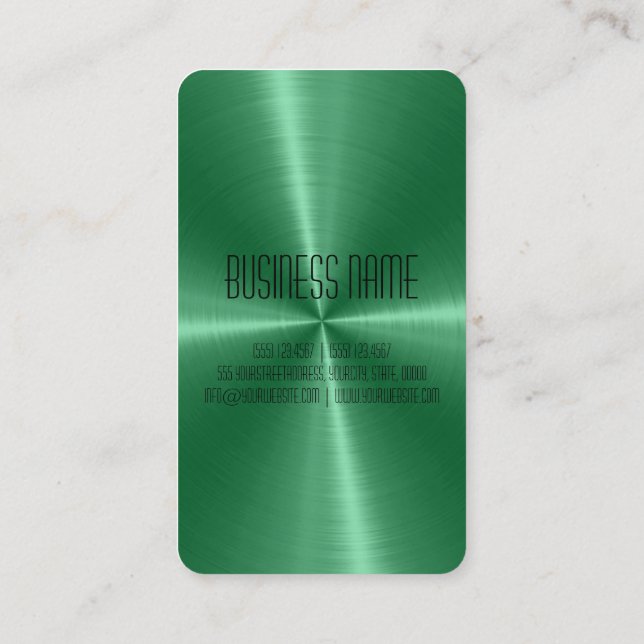 Green Steel Metal Business Card (Back)