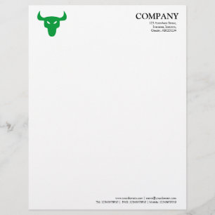Green Steer Symbol - White Custom Letterhead