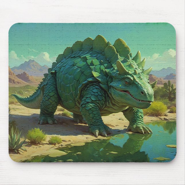 Green Stegosaurus and Desert Pool Mouse Mat (Front)