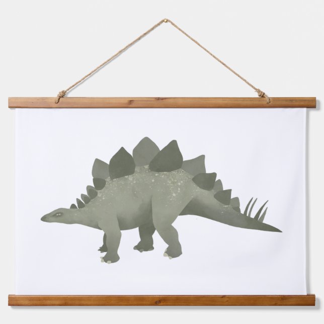 Green Stegosaurus Dinosaur Kids Room Hanging Tapestry (Front)