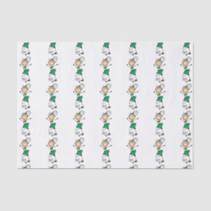 Green Stick Figure Cheerleader Tissue Paper