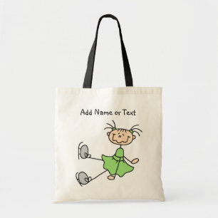 Green Stick Figure Girl Ice Skater Customised Bag