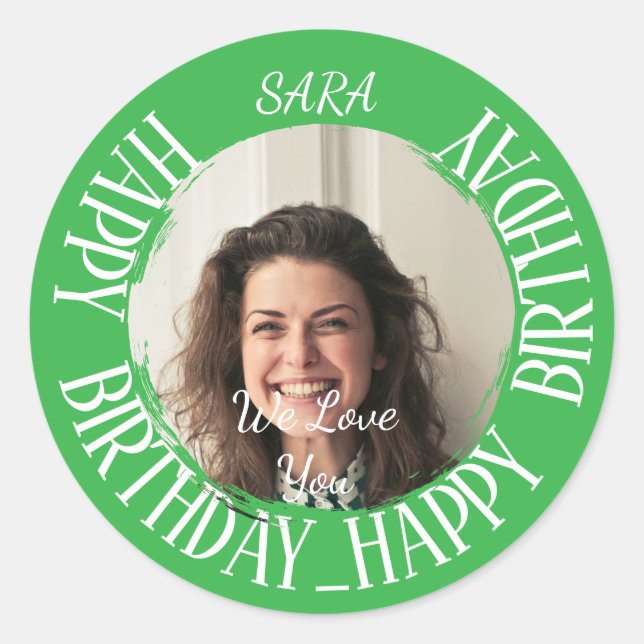 green Sticker for birthday fully customisable (Front)