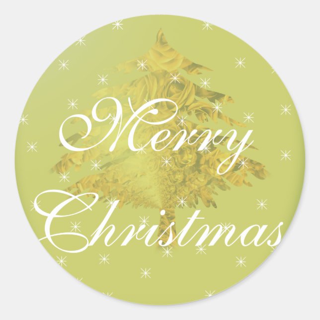 Green Sticker Gold Christmas Tree with Stars (Front)