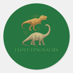 Green Stickers - I Love Dinosaurs