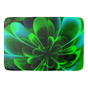 Green Stilized Corolla Bent Up Petals Bath Mat