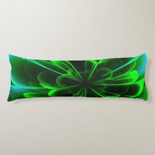 Green Stilized Corolla Bent Up Petals Body Cushion