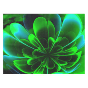Green Stilized Corolla Bent Up Petals Tablecloth