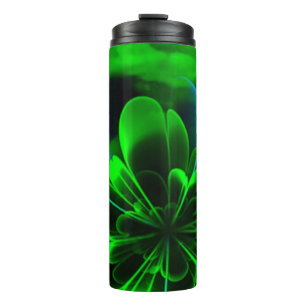 Green Stilized Corolla Bent Up Petals Thermal Tumbler