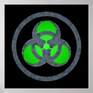 Green Stone Biohazard Symbol Poster