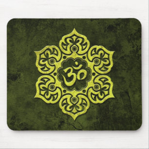 Green Stone Floral Om Mouse Mat