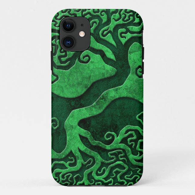 Green Stone Yin Yang Trees Case-Mate iPhone Case (Back)