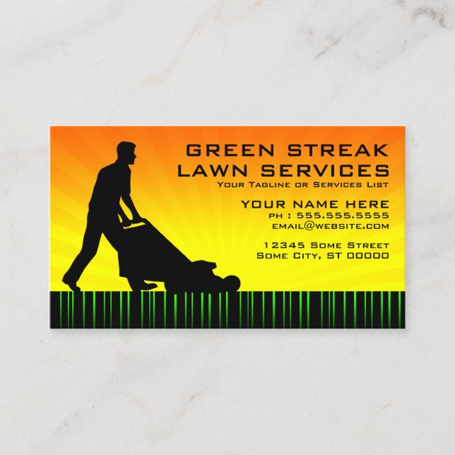 green streak lawn services business card (Front)