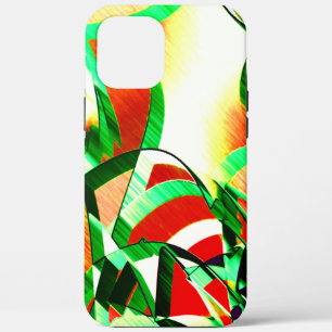 Green streaks over coral orange image with drizzle iPhone 12 pro max case