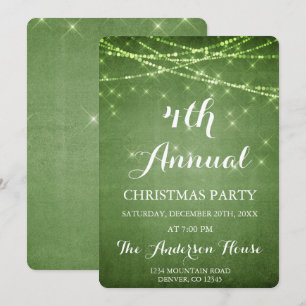 Green String Light Annual Christmas Party Invitation