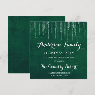 Green String Light Family Christmas Party Invitation