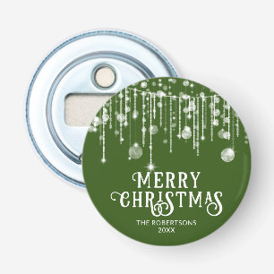 Green String Lights Christmas Party Bottle Opener