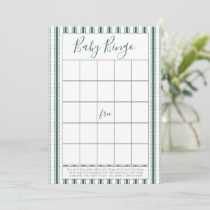 Green Stripe Baby Shower Bingo Cards