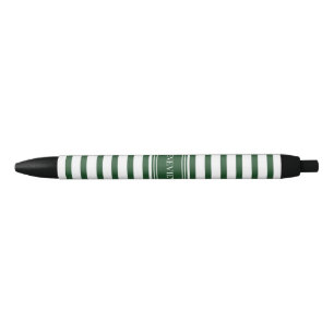 Green Stripe Black Ink Pen
