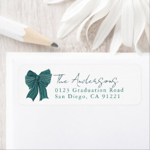 Green Stripe Bow Ribbon Return Address