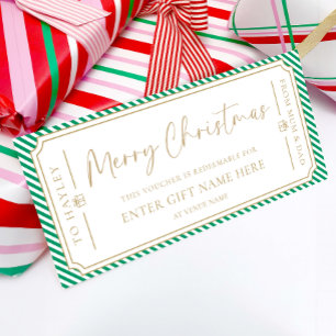 Green Stripe Christmas Gift Voucher Card