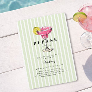 Green Stripe Cocktail Bridal Shower Party Invitation
