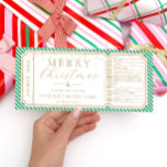 Green Stripe Concert Ticket Gift Voucher Card<br><div class="desc">This fake Christmas concert gift voucher design features a stripe design. All of the text is fully editable. For more advanced customisation of this design,  simply select the "Customise It" button above.</div>