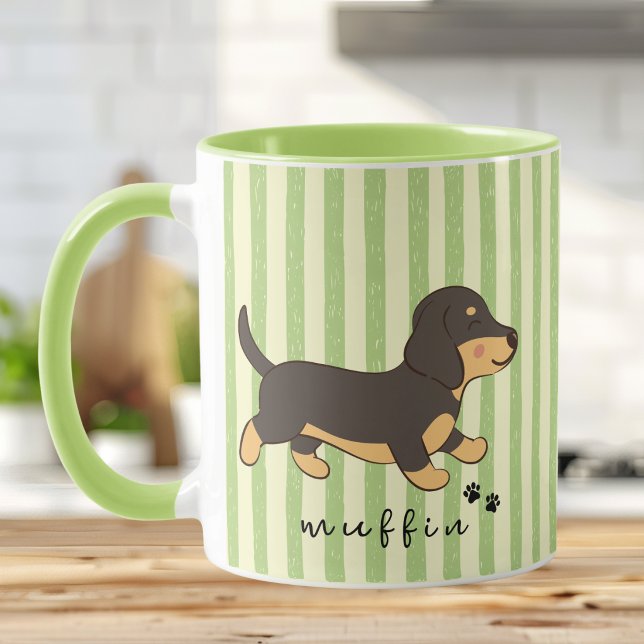 Green Stripe Dachshund Illustration Mug (Creator Uploaded)