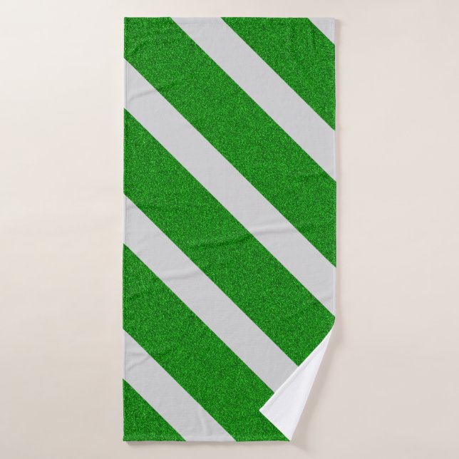 Green Stripe Glitter Bath Towel (Bath Towel)