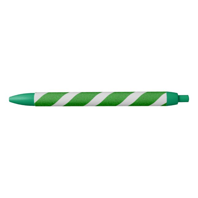 Green Stripe Glitter Black Ink Pen (Front)