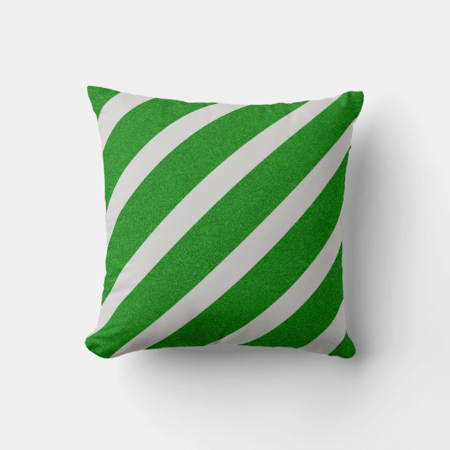 Green Stripe Glitter Cushion (Front)