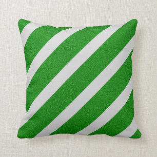 Green Stripe Glitter Cushion