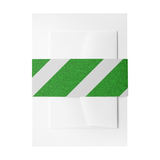 Green Stripe Glitter Invitation Belly Band (Front Example)