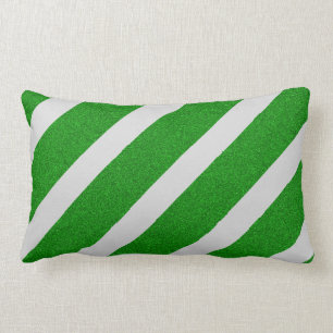 Green Stripe Glitter Lumbar Cushion