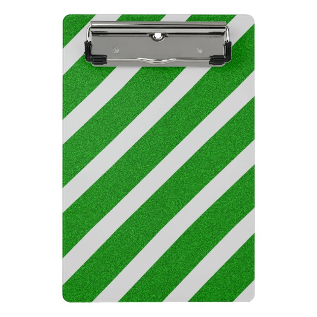 Green Stripe Glitter Mini Clipboard (Front)