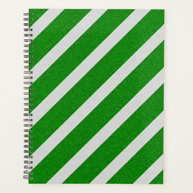 Green Stripe Glitter Planner (Front)