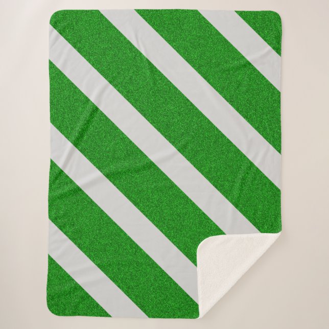 Green Stripe Glitter Sherpa Blanket (Front)